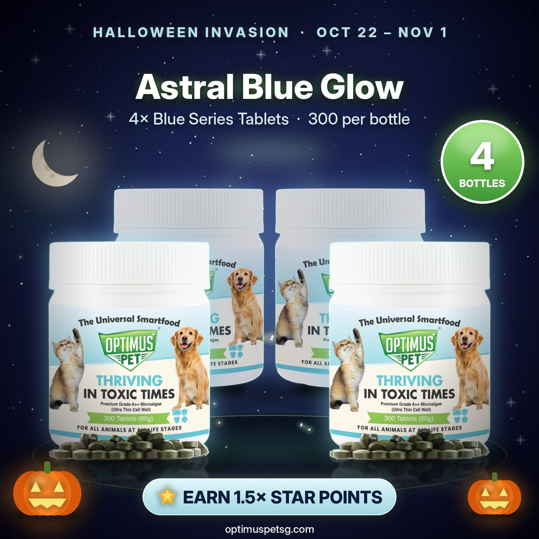 Astral Blue Glow: 4× Blue Series Tablets, Halloween Invasion bundle