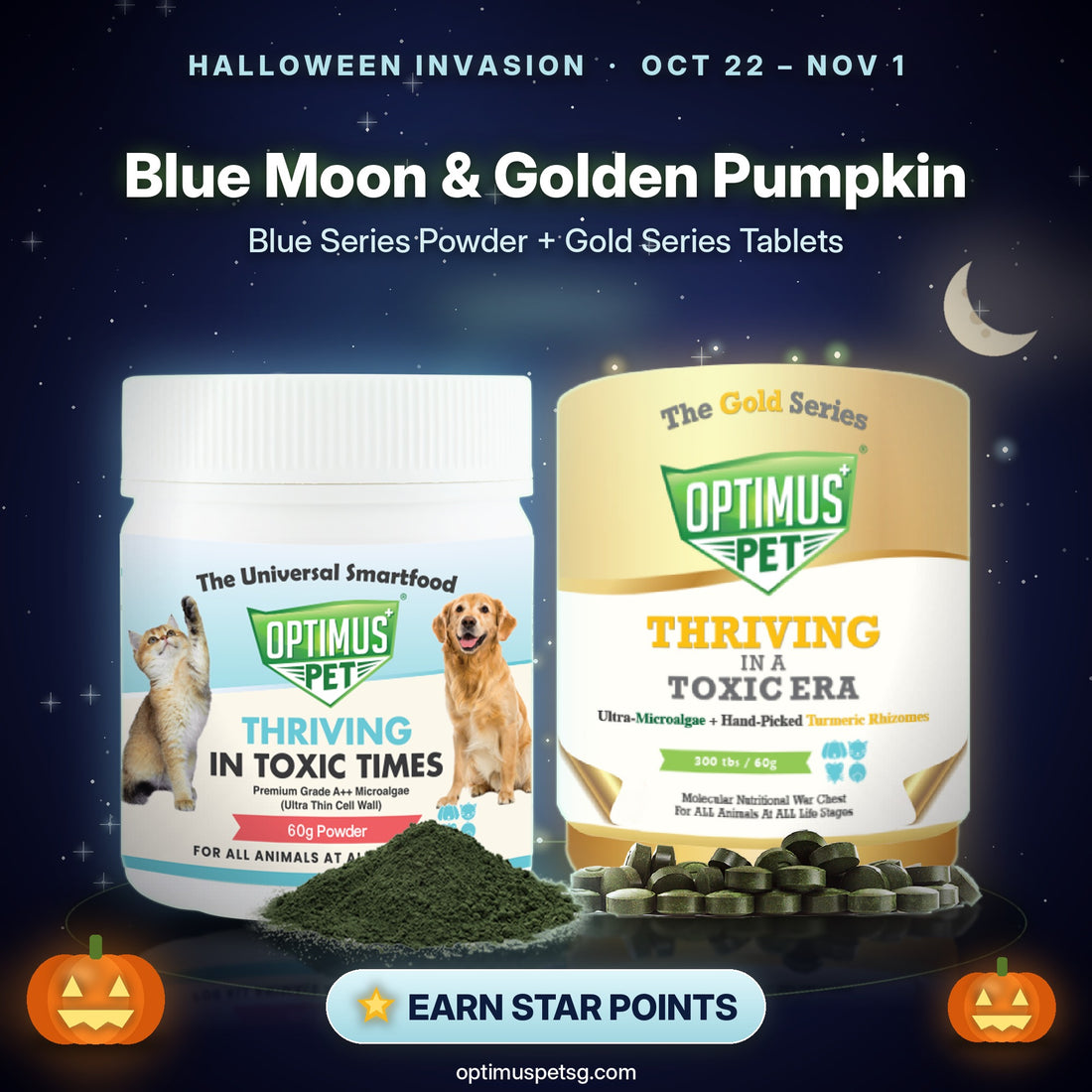 Blue Moon & Golden Pumpkin: Blue Series Powder + Gold Series Tablets, Halloween Invasion bundle